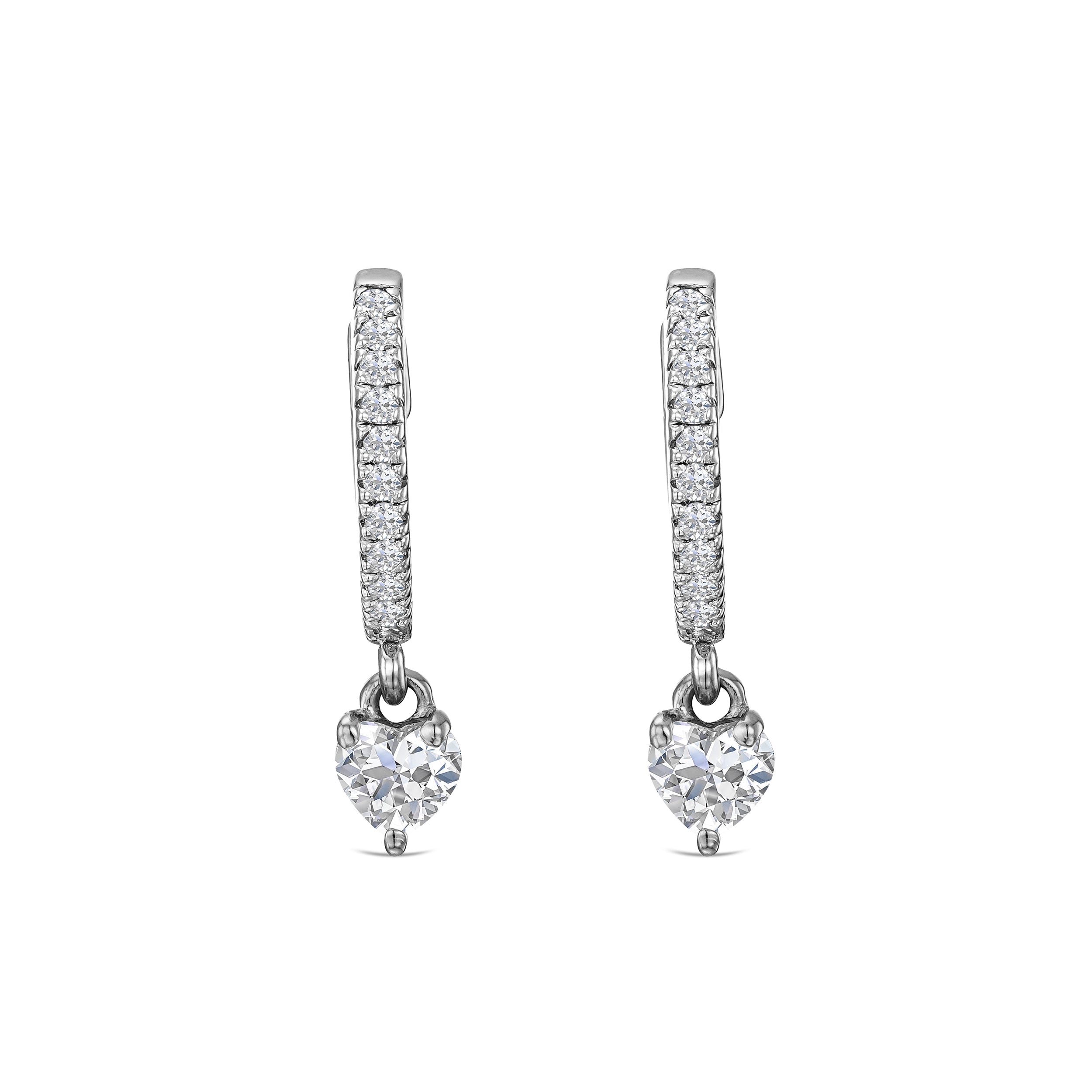 Stellato Heart Drop Hoop Earrings Lab Diamond 0.50ct in 925 Silver